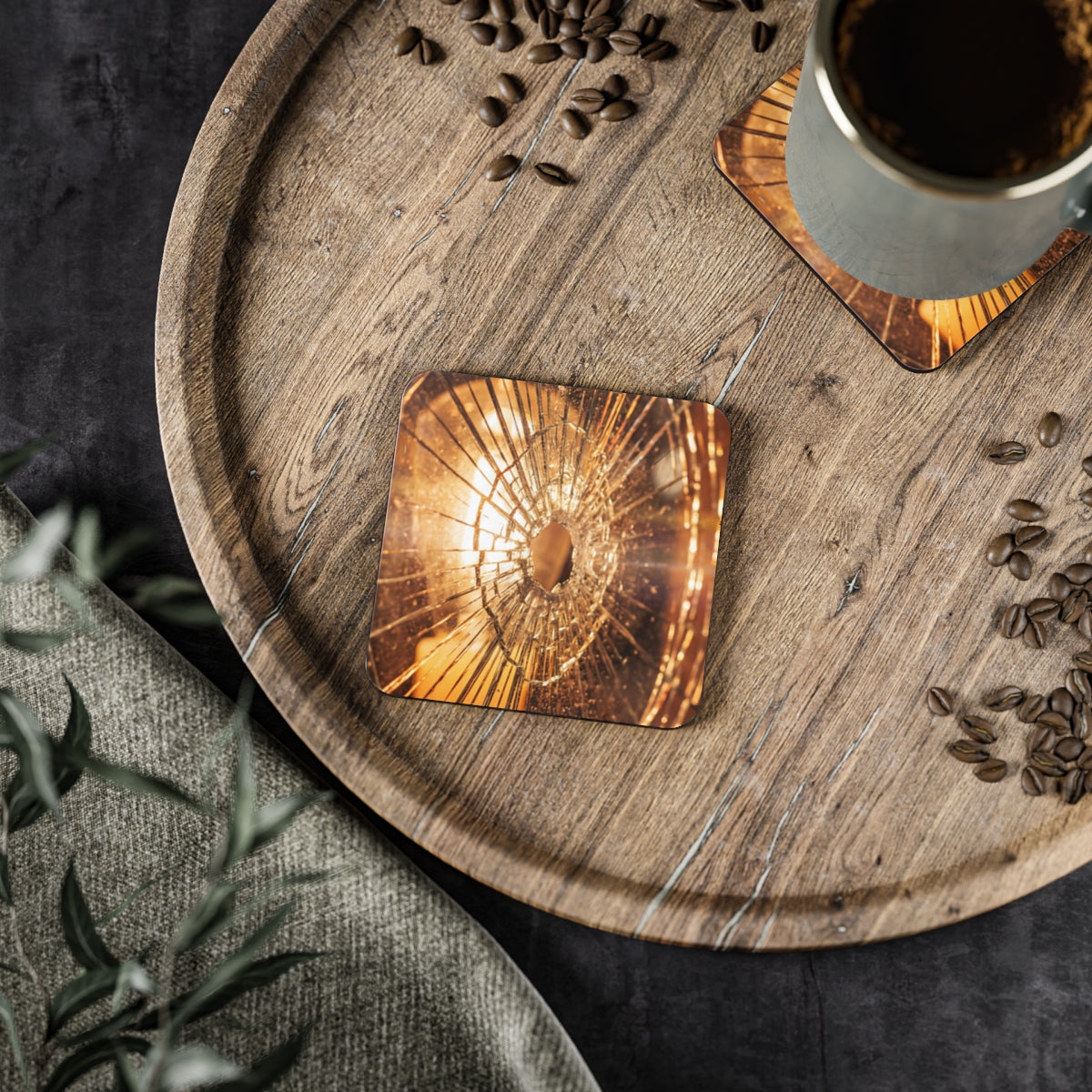 Coasters - Fractured Golden Light (1 & 4 pcs) | Echovira...