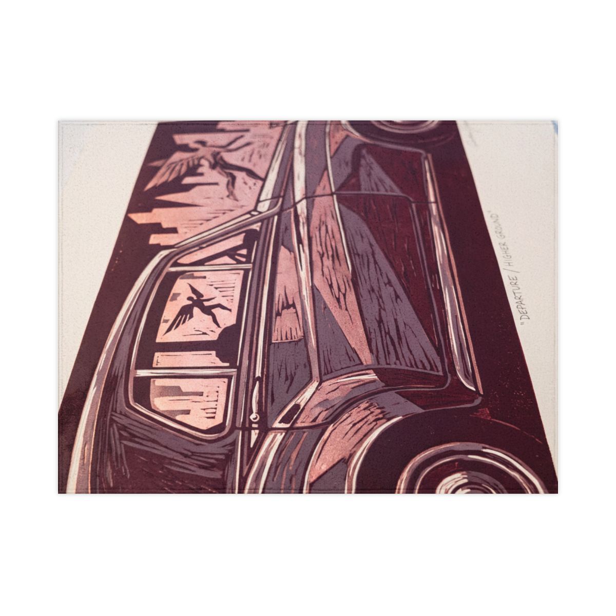 Vintage Limousine Linocut Toddler Blanket