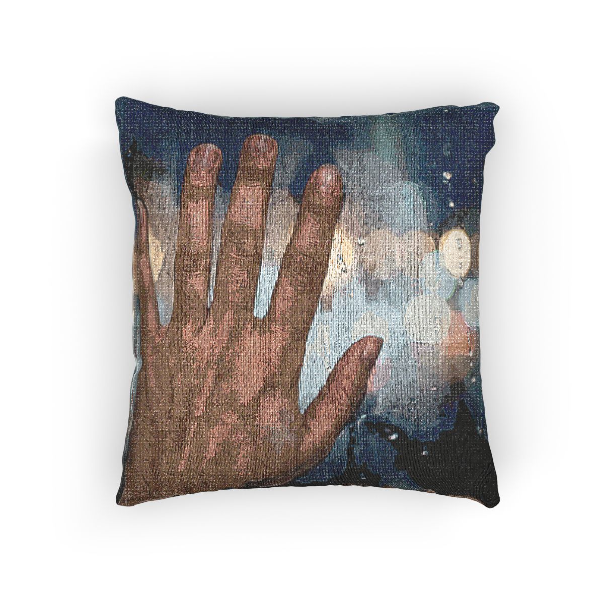 Rainy City Window Woven Throw Pillow