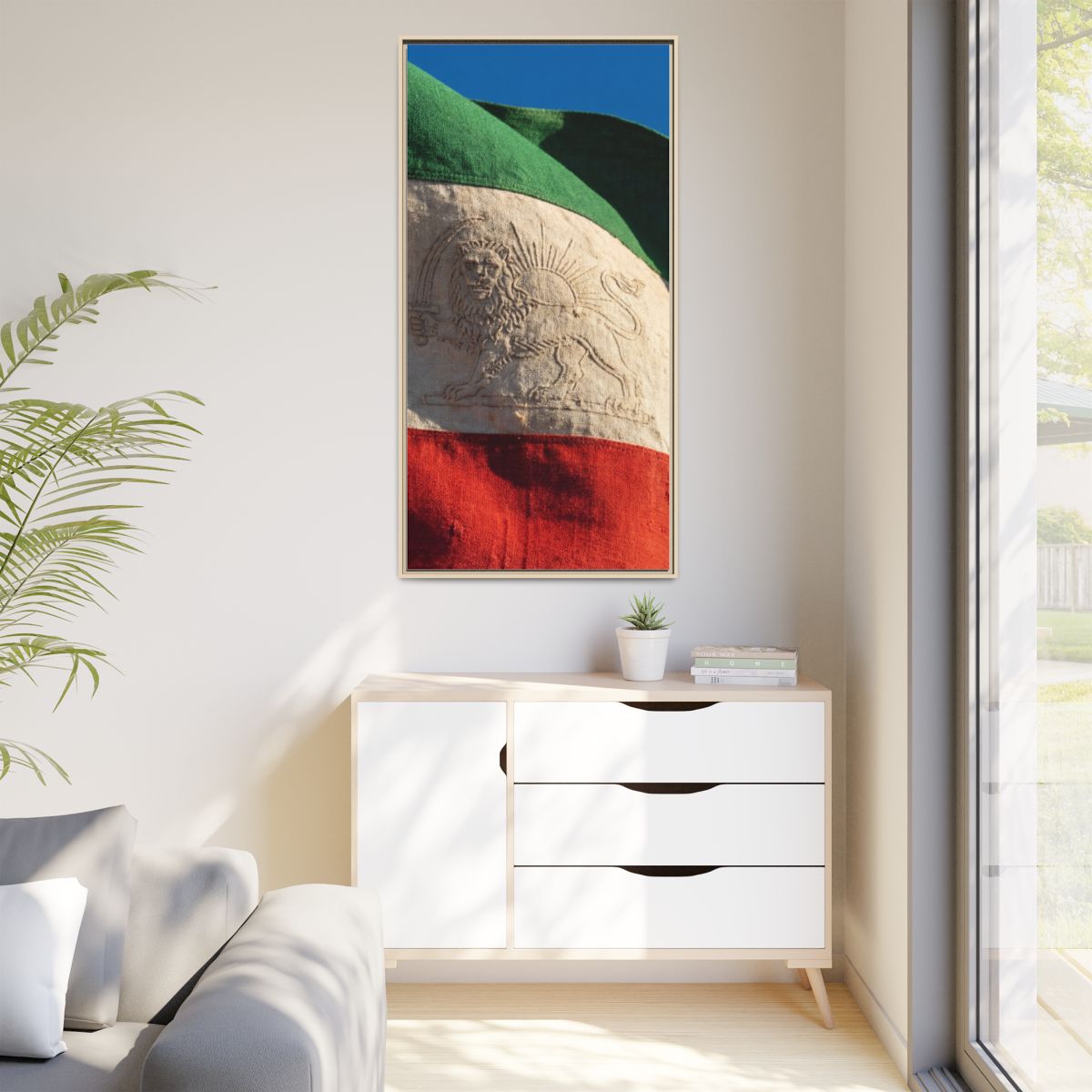 Matte Canvas, Framed - Vintage Persian Lion and Sun Heritage...