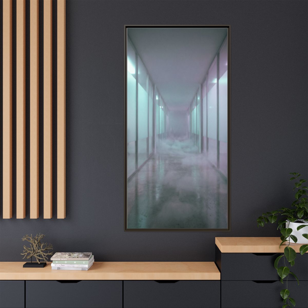 Matte Canvas, Framed - Liminal Corridor Fog Art Print —... |...