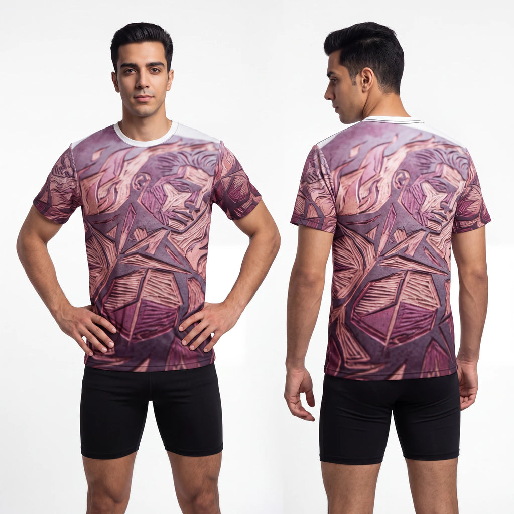 Men's Flame Linocut Unisex Cut & Sew Tee
