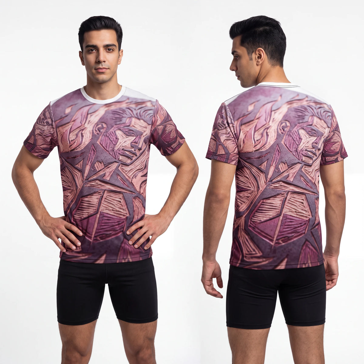 Men's Flame Linocut Unisex Cut & Sew Tee