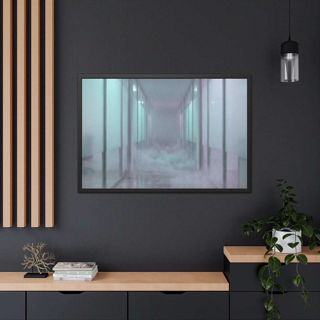 Framed Posters - Liminal Corridor Fog Art Print — Landscape...