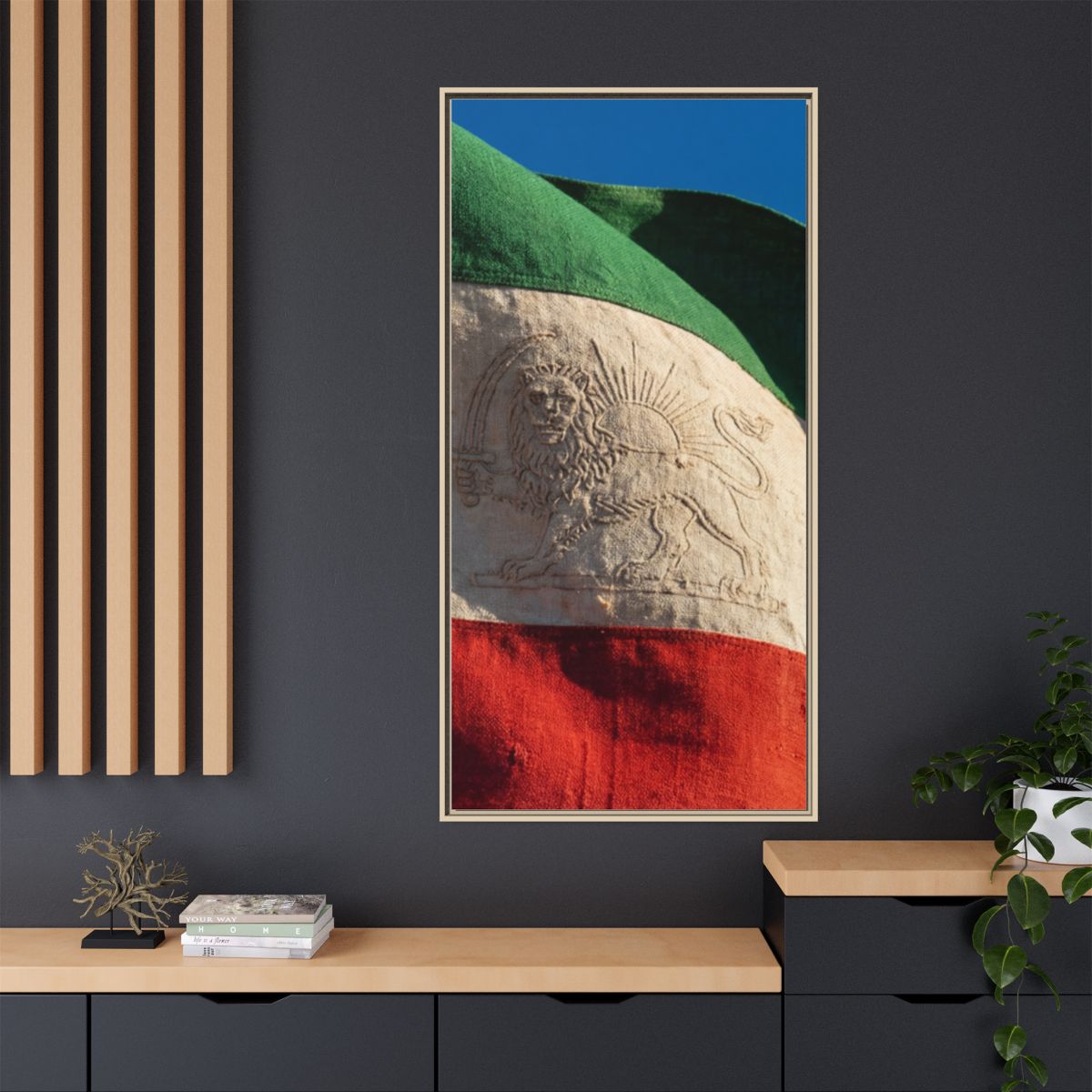 Framed Canvas Art - Distressed Flag — Natural / 1.25"