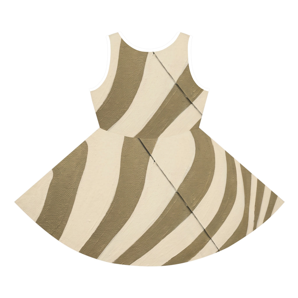 Girls' Sleeveless Sundress with Abstract Wavy Art