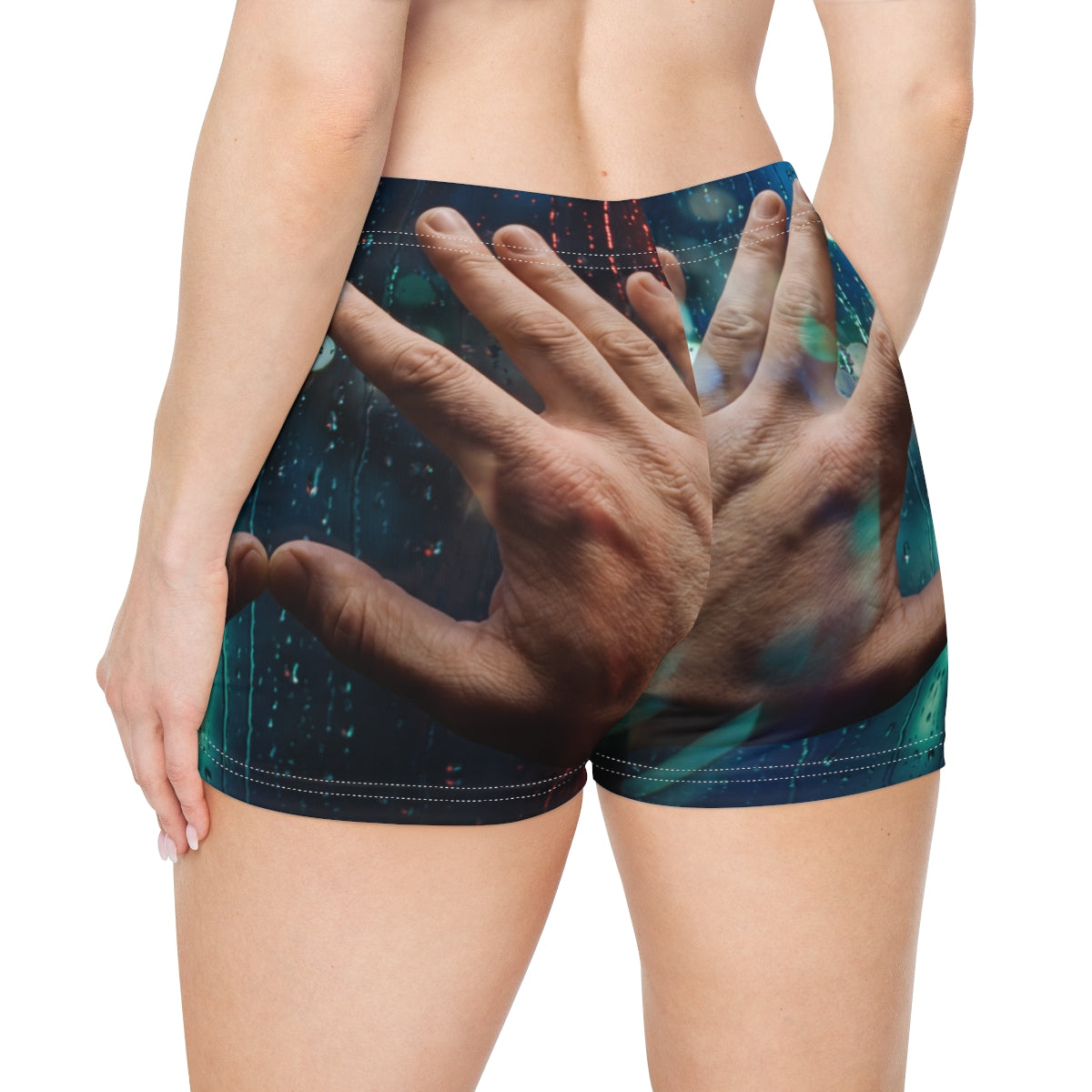 Women's Shorts Rainy City Window Art