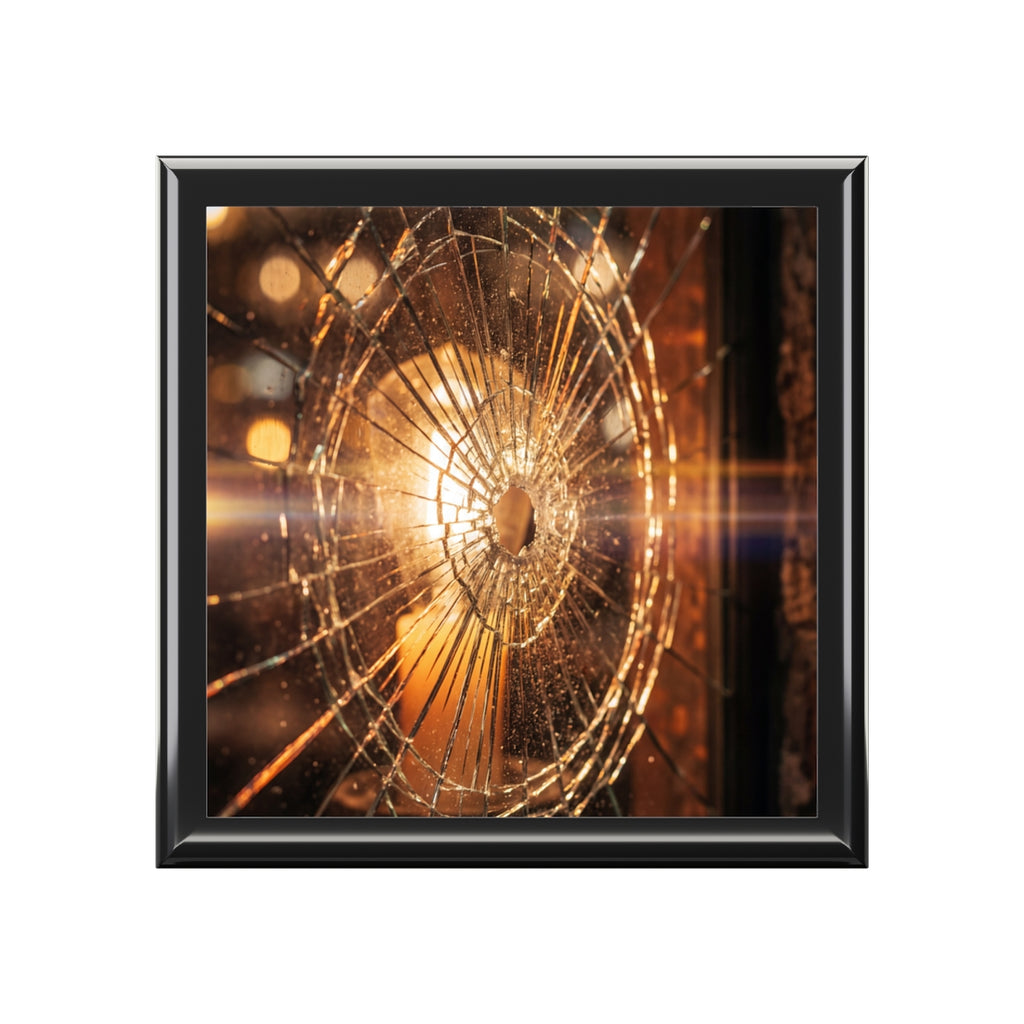 Jewelry Box - Golden Fracture Shattered Glass Art | Echovira...