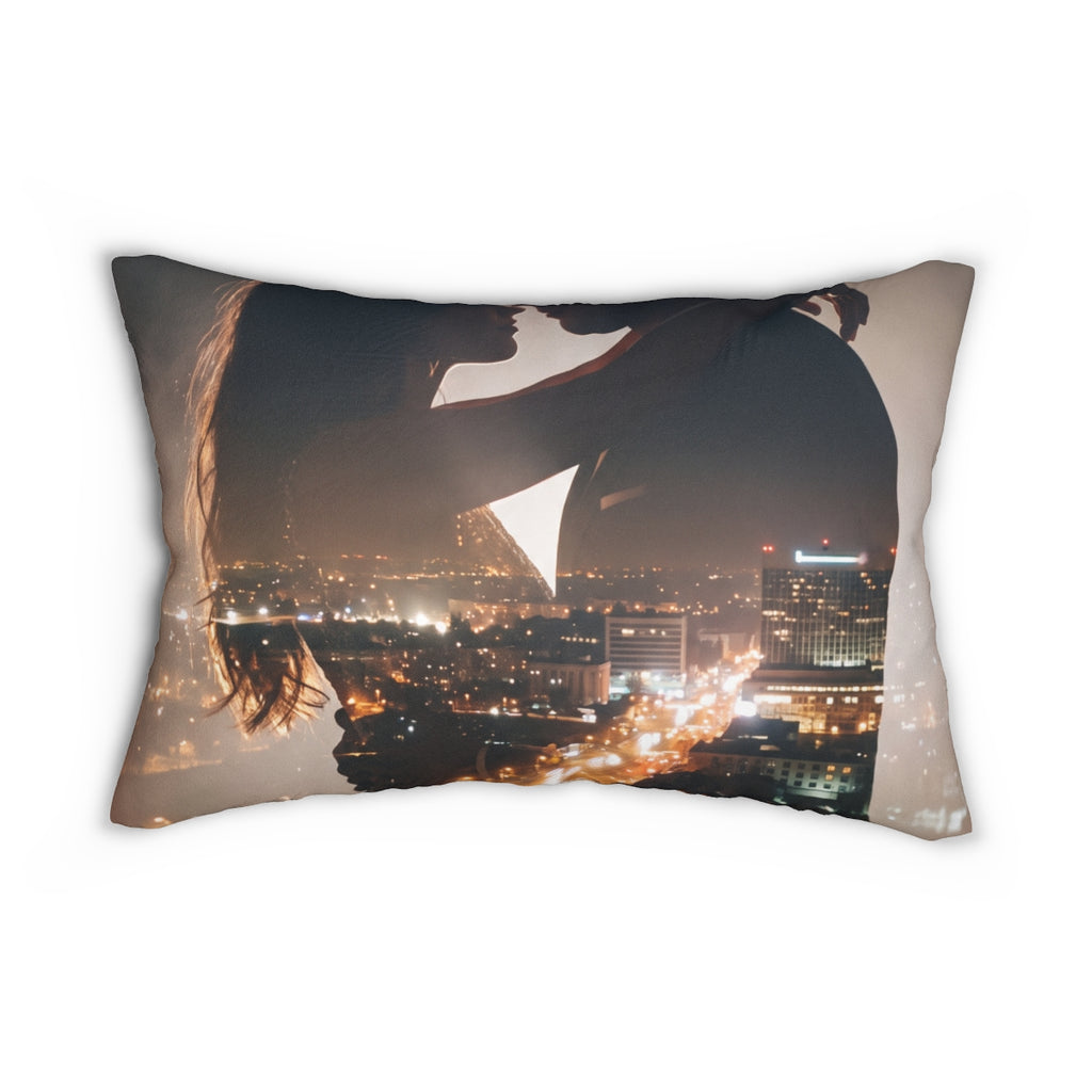 Spun Polyester Lumbar Pillow - City Twilight | Echovira...