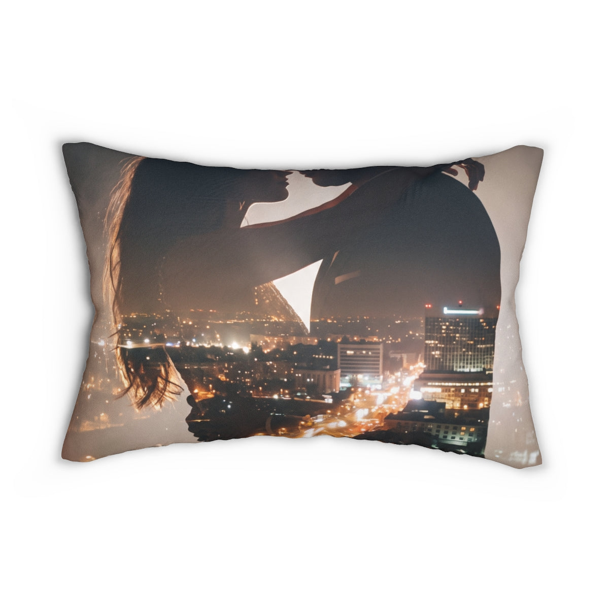Spun Polyester Lumbar Pillow - City Twilight | Echovira...