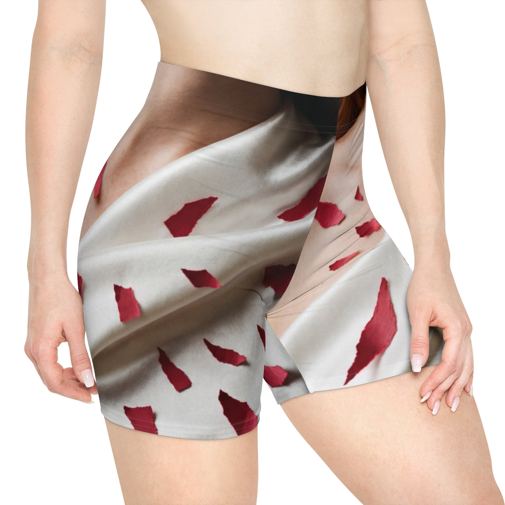 Women's Biker Shorts - Crimson Silk | Echovira Gallery