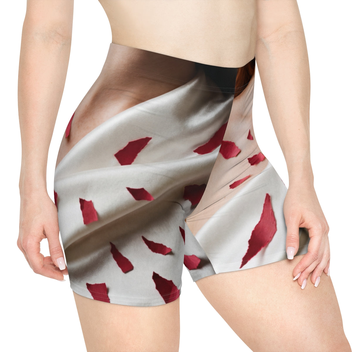 Women's Biker Shorts - Crimson Silk | Echovira Gallery