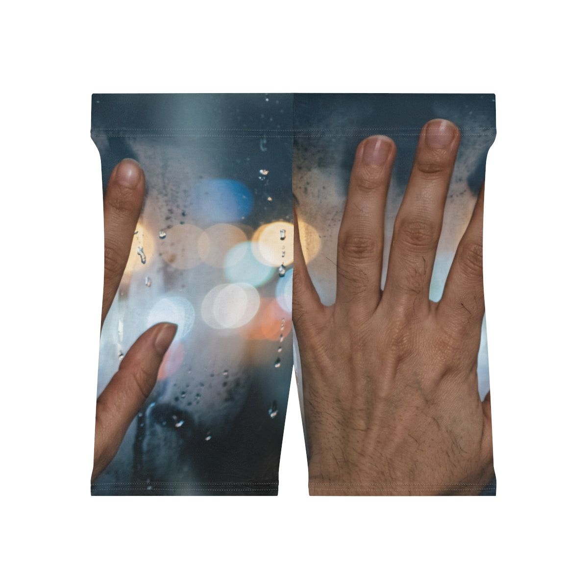 Women's Biker Shorts with Rainy Window City Art