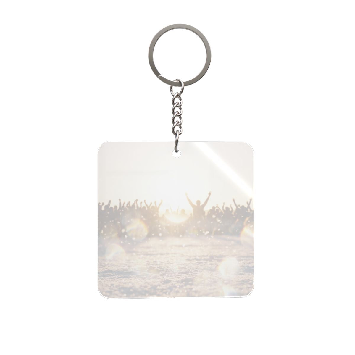 Square Keychain with Golden Hour Crowd Art