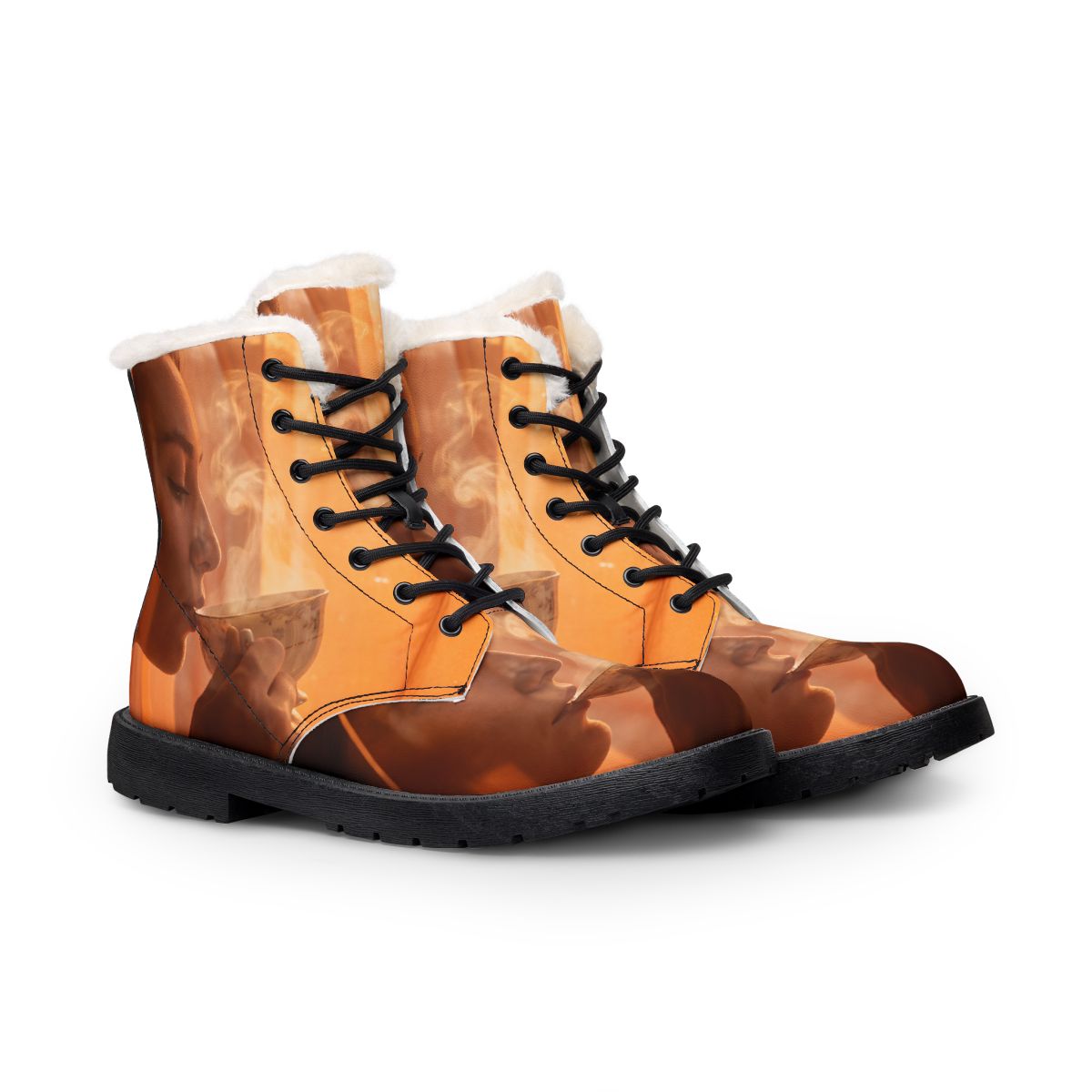 Men's Fur and Leather Boots Amber Tea Art