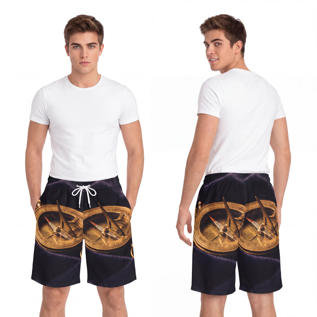 Men's Board Shorts Antique Brass Sundial Art