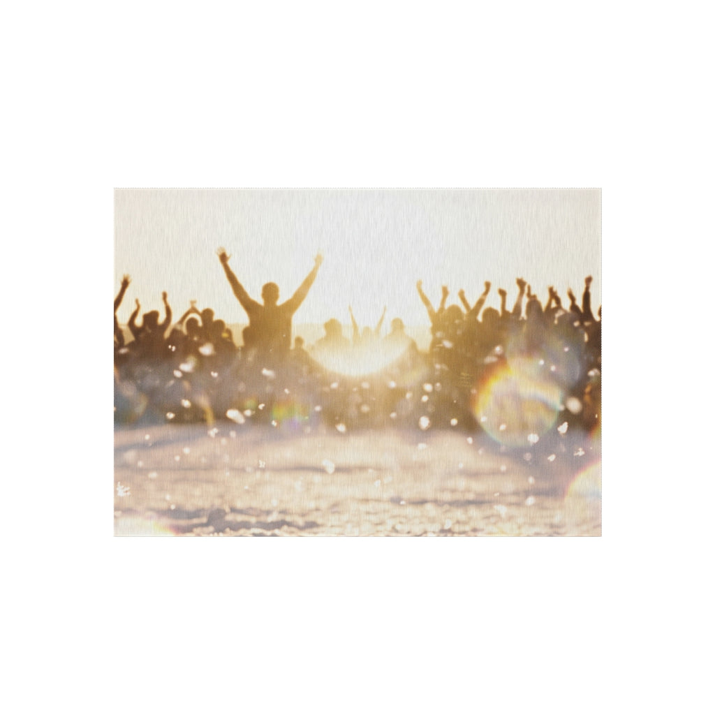Golden Hour Crowd Celebration Outdoor Rug