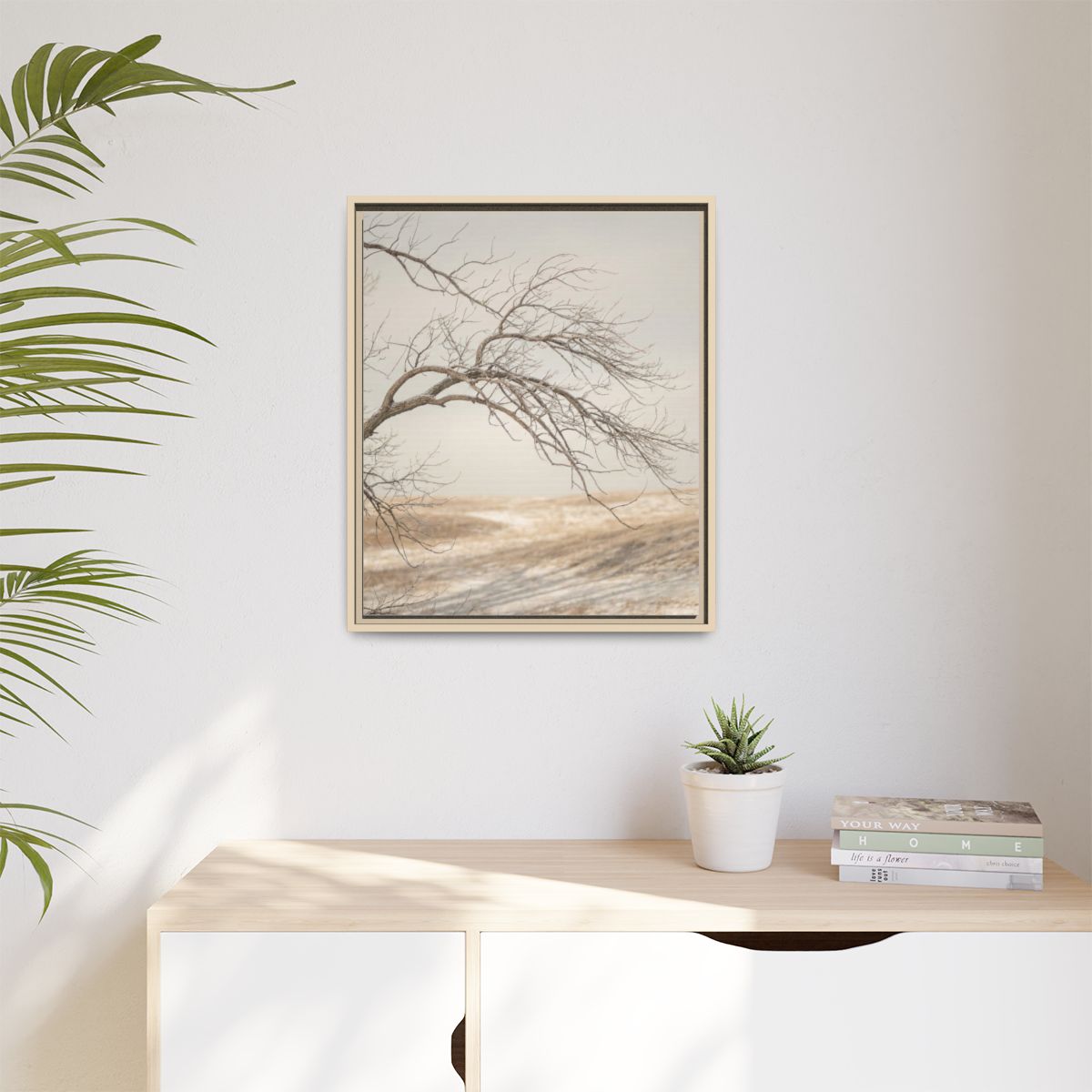 Matte Canvas, Framed - Winter Branch Solitude Landscape —......