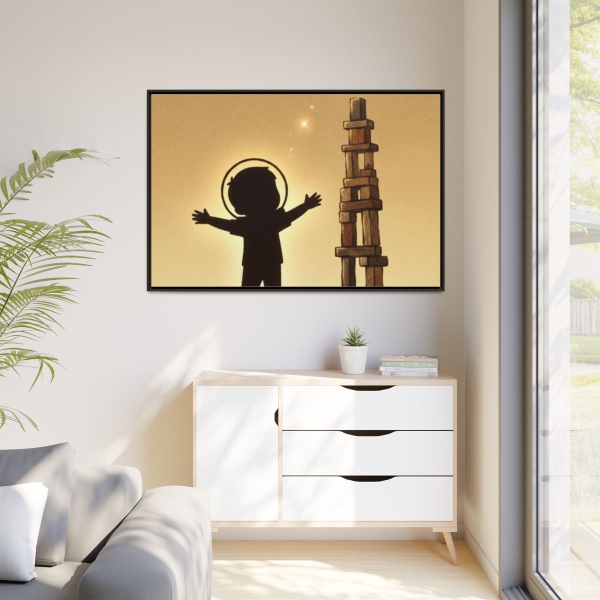 Matte Canvas, Framed - Dreaming Under Crescent Moon... |...