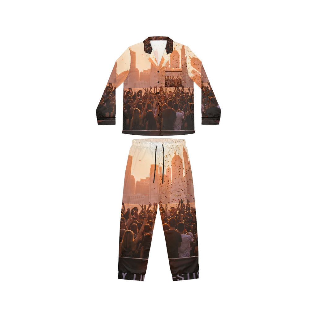 Women's Satin Pajamas - City Lights | Echovira Gallery