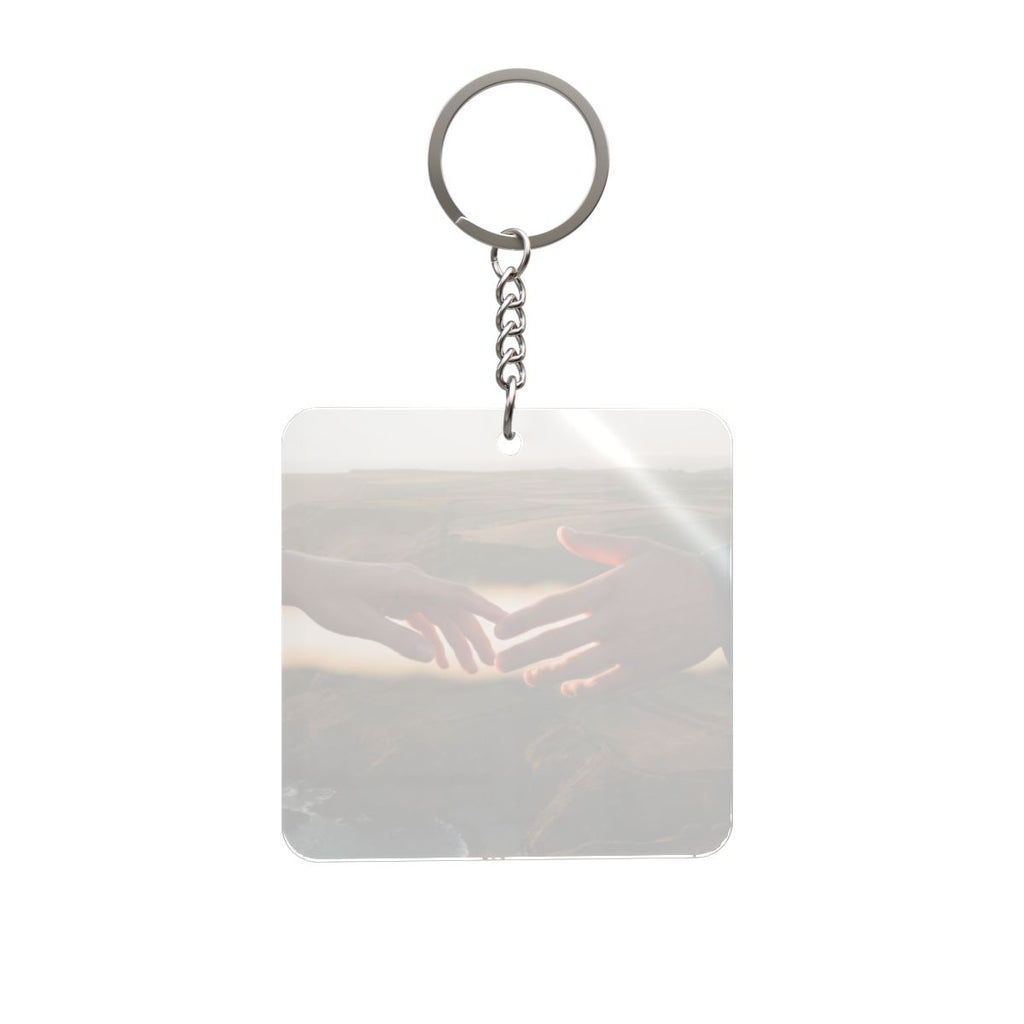 Square Keychain - The Infinite Touch | Ethereal Coastal Art...