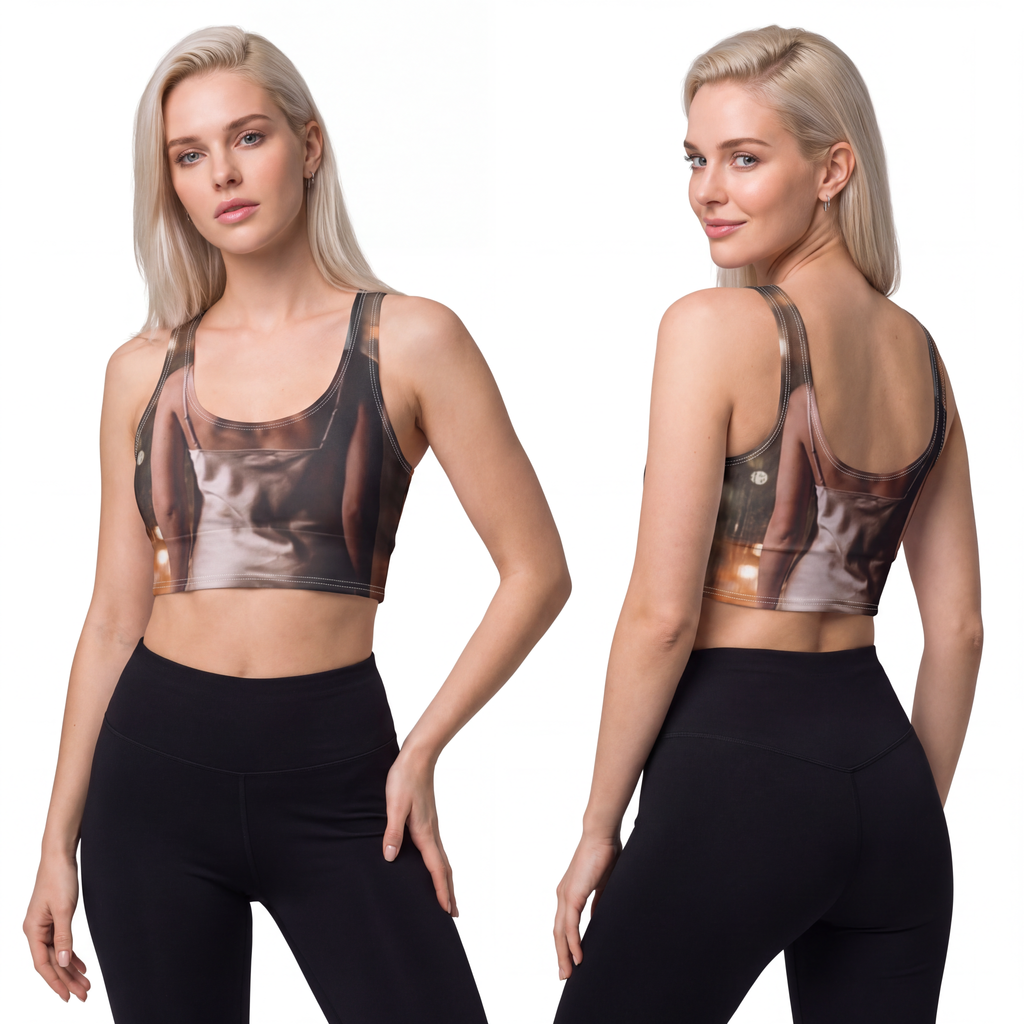 Polyester Sports Bra - Rainscape Grid | Echovira Gallery