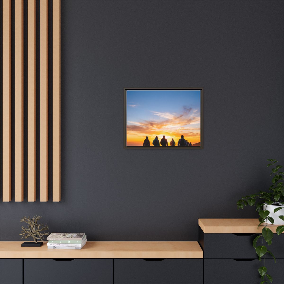 Framed Canvas - Sunset Silhouette — Espresso / 1.25"