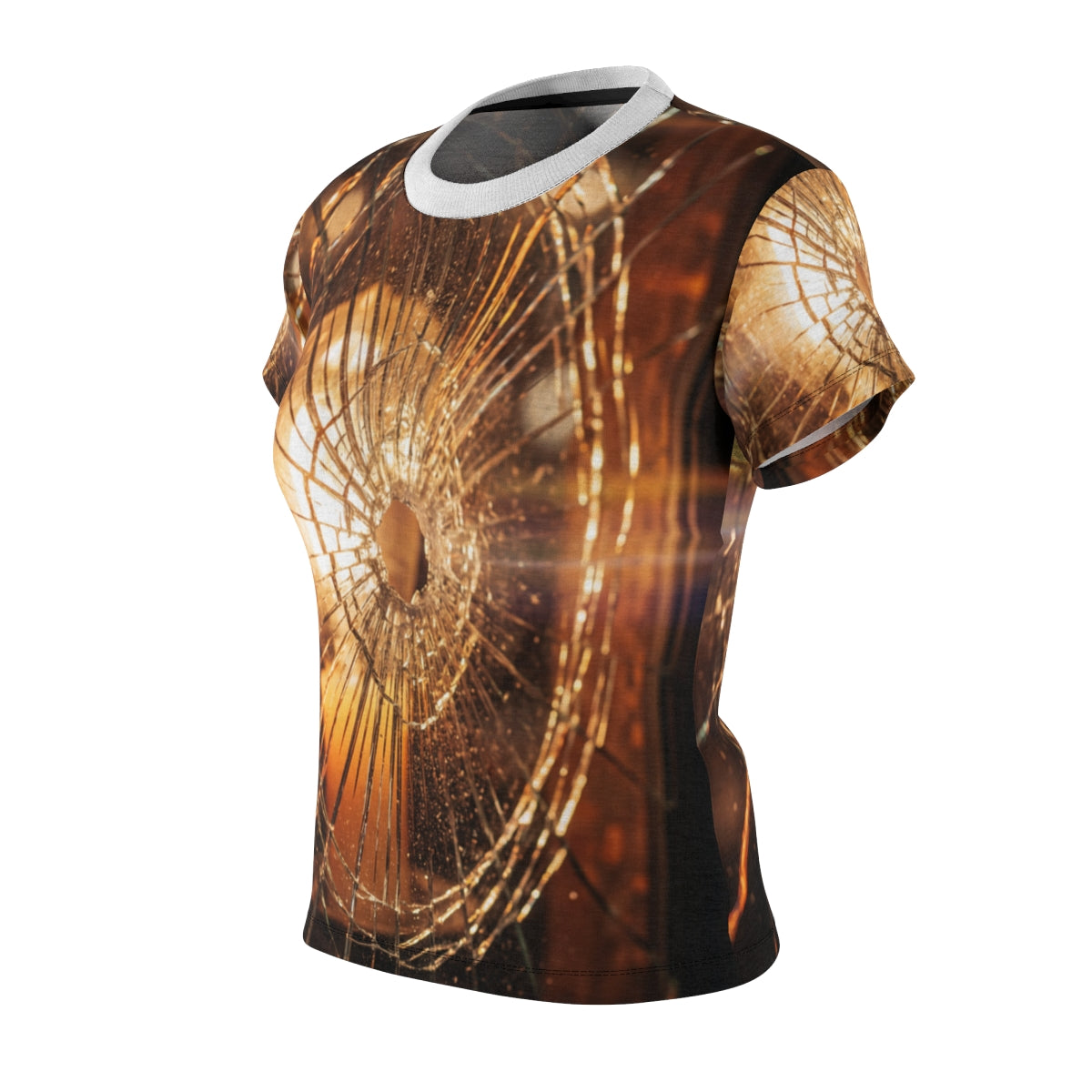 Women's Cut & Sew Tee - Shattered Amber Cinematic Glass Art...