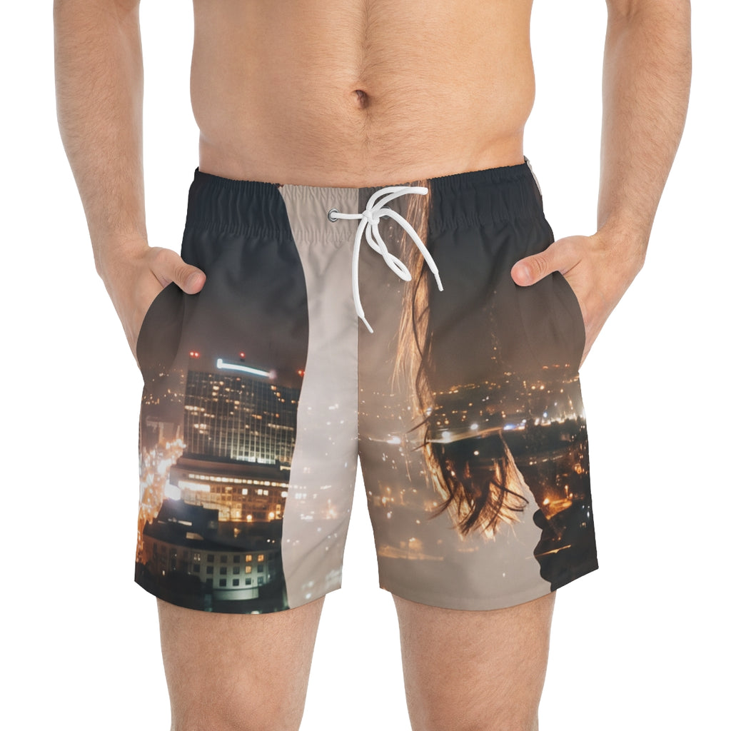 Swim Trunks - Midnight City Skyline | Echovira Gallery
