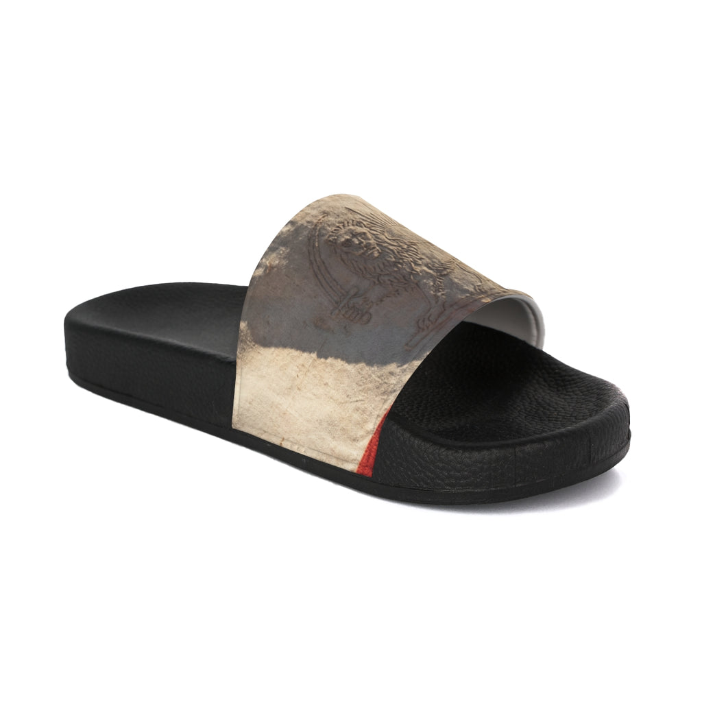 Men's Slide Sandals - Vintage Persian Lion and Sun Flag Art...