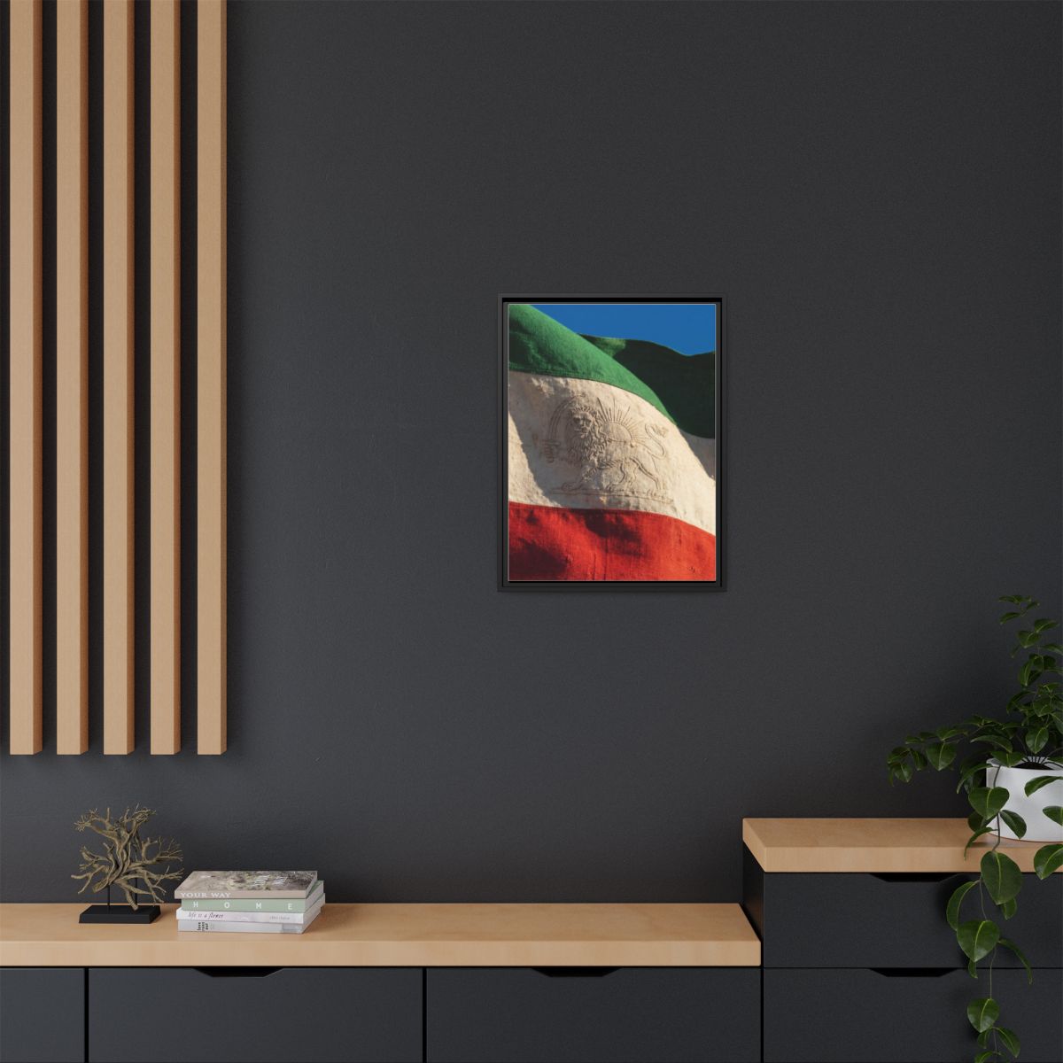 Framed Canvas Art - Distressed Flag — Black / 1.25"
