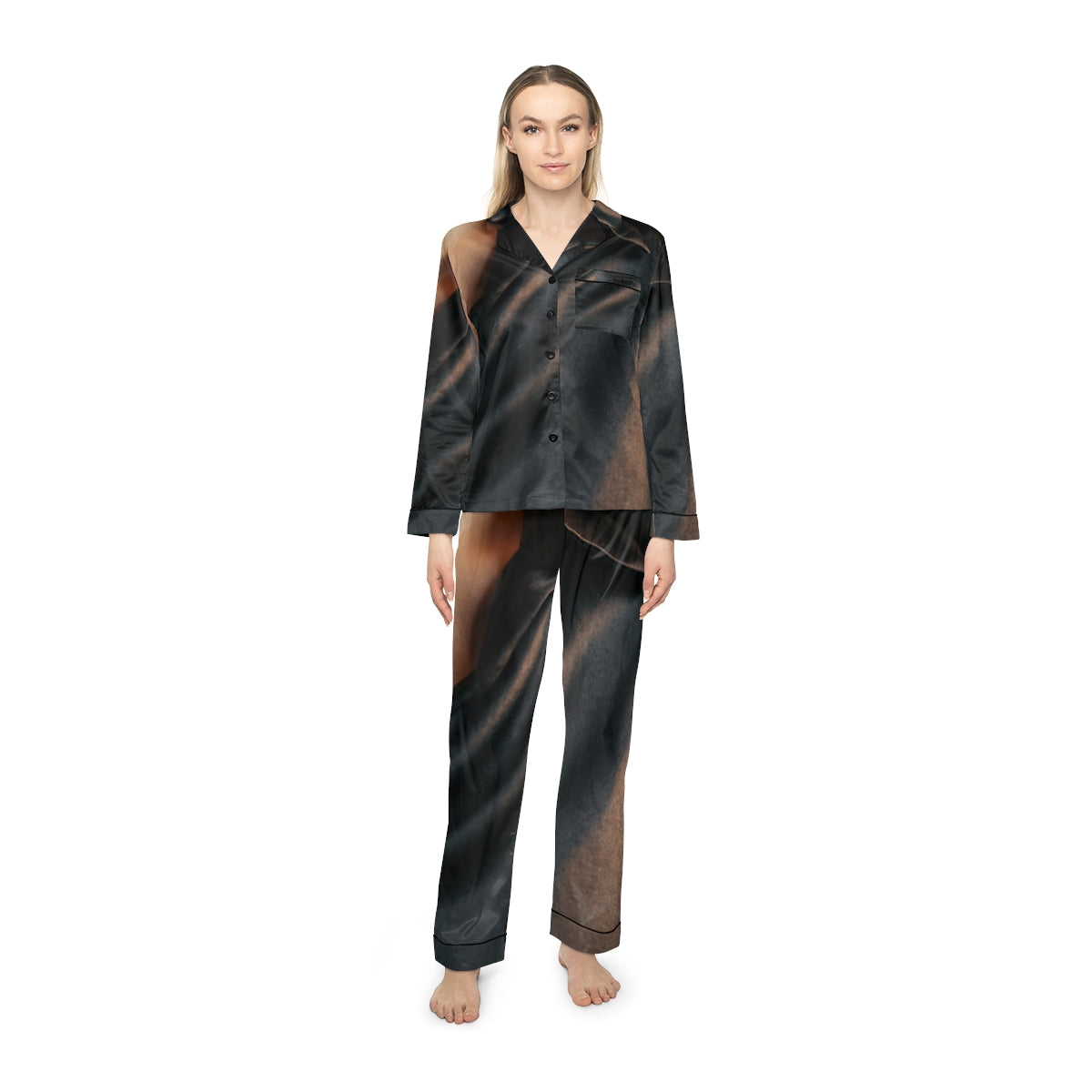 Women's Satin Pajamas - Midnight Satin Sleep Set | Echovira...