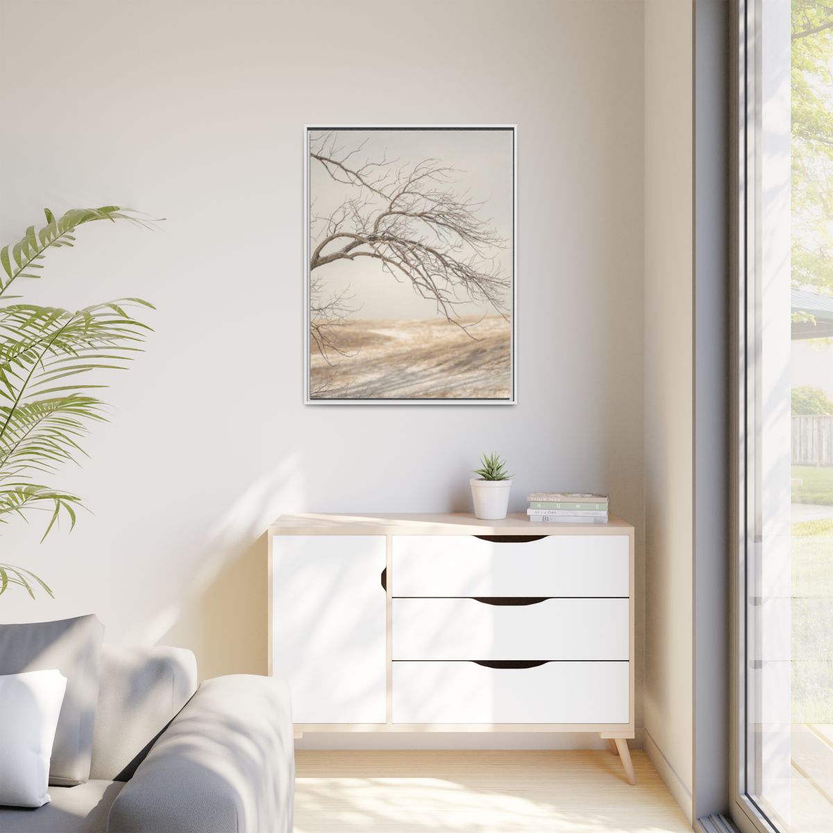 Matte Canvas, Framed - Winter Branch Solitude Landscape —......