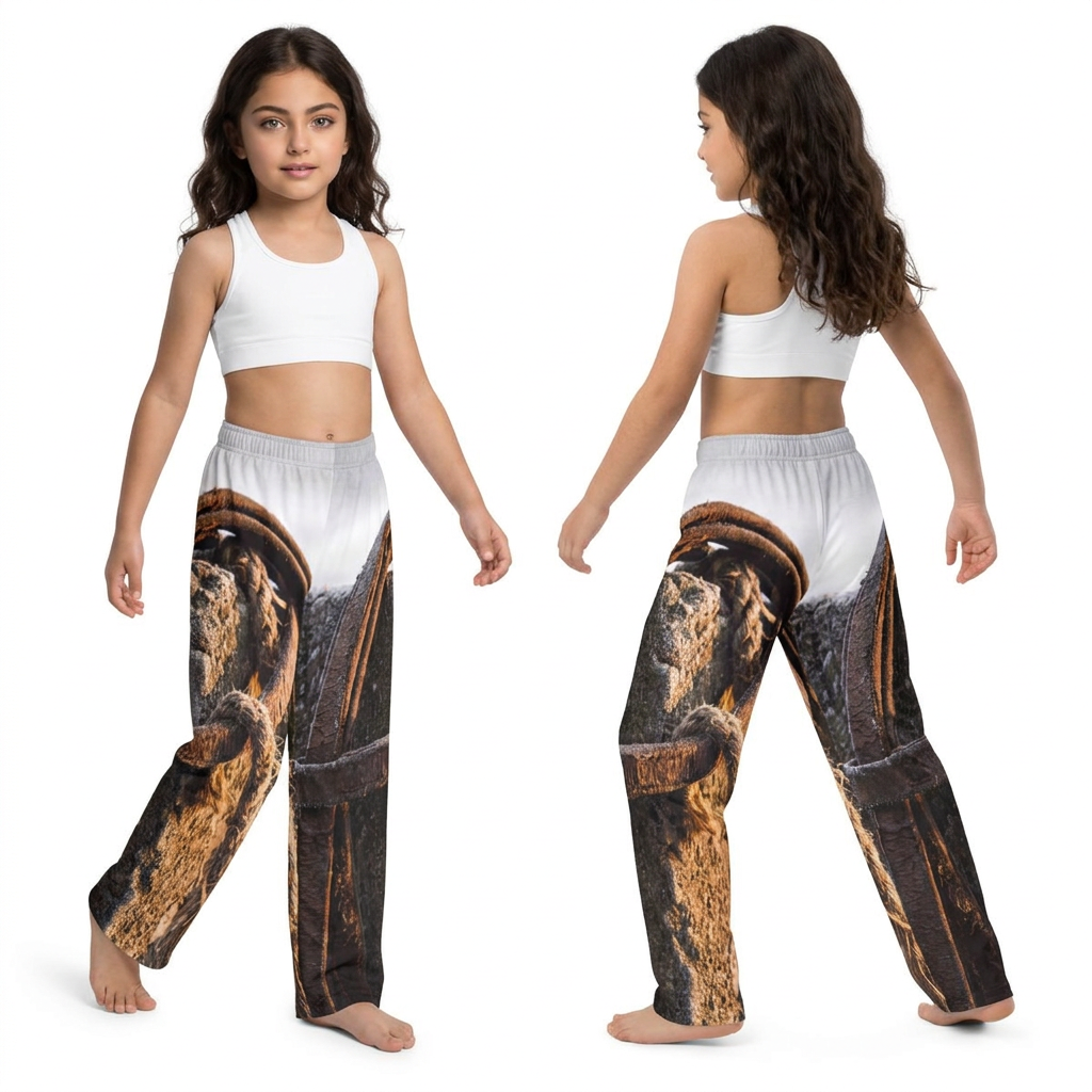 Kids Lounge Pants with Rustic Leather Art