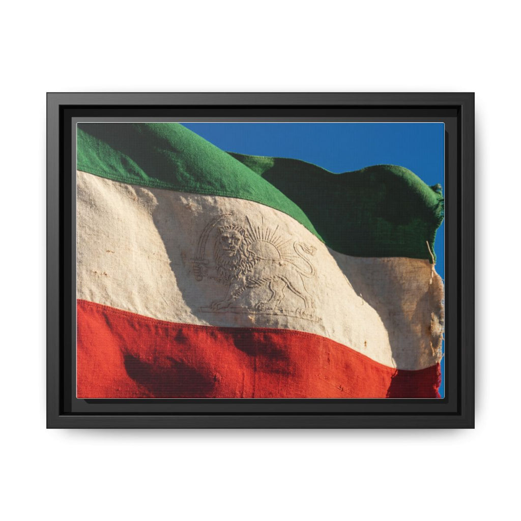 Framed Canvas Art - Distressed Flag — Black / 1.25"