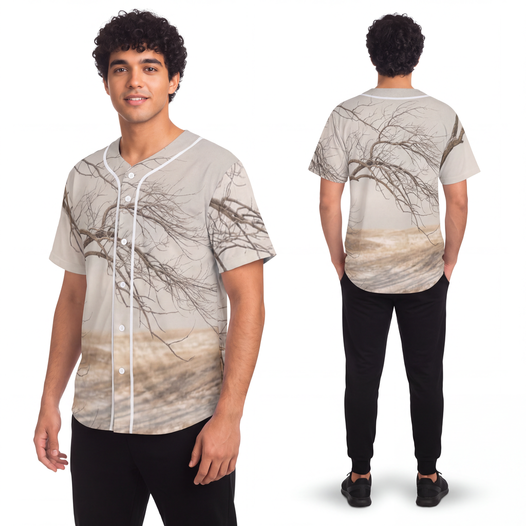 Men's Baseball Jersey - Winter Branch Solitude Landscape |...
