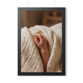 Framed Vertical Poster - Tender Newborn Hand in Soft Muslin...