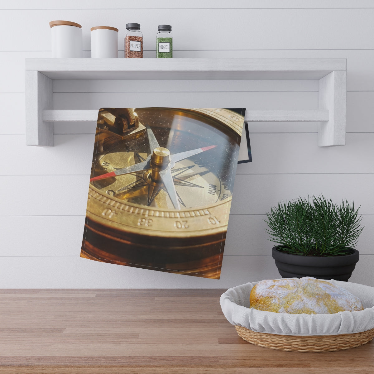 Tea Towels - Vintage Brass Compass Kitchen | Echovira...