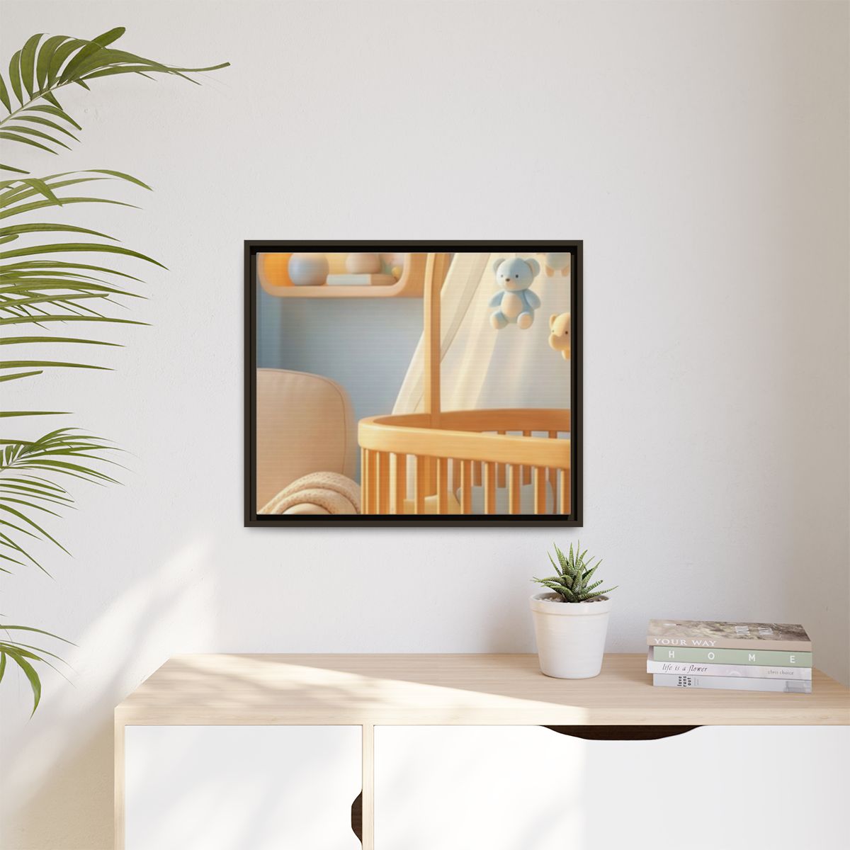 Matte Canvas, Framed - Dreamy Serene Nursery Art — Espresso...
