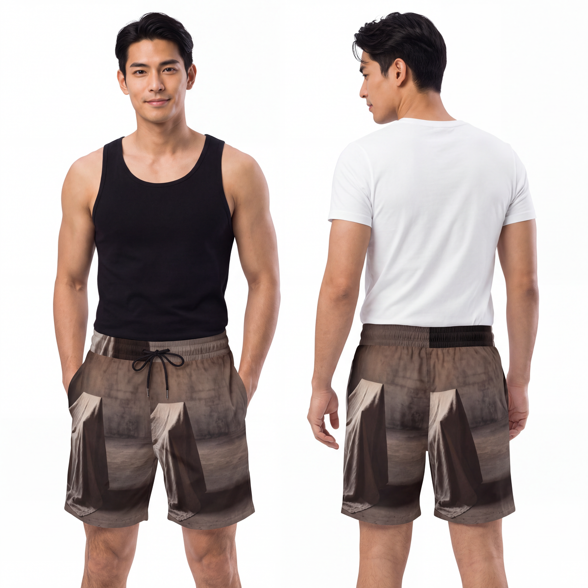 Men's Mid-Length Swim Shorts - Draped Silence Still Life Art...