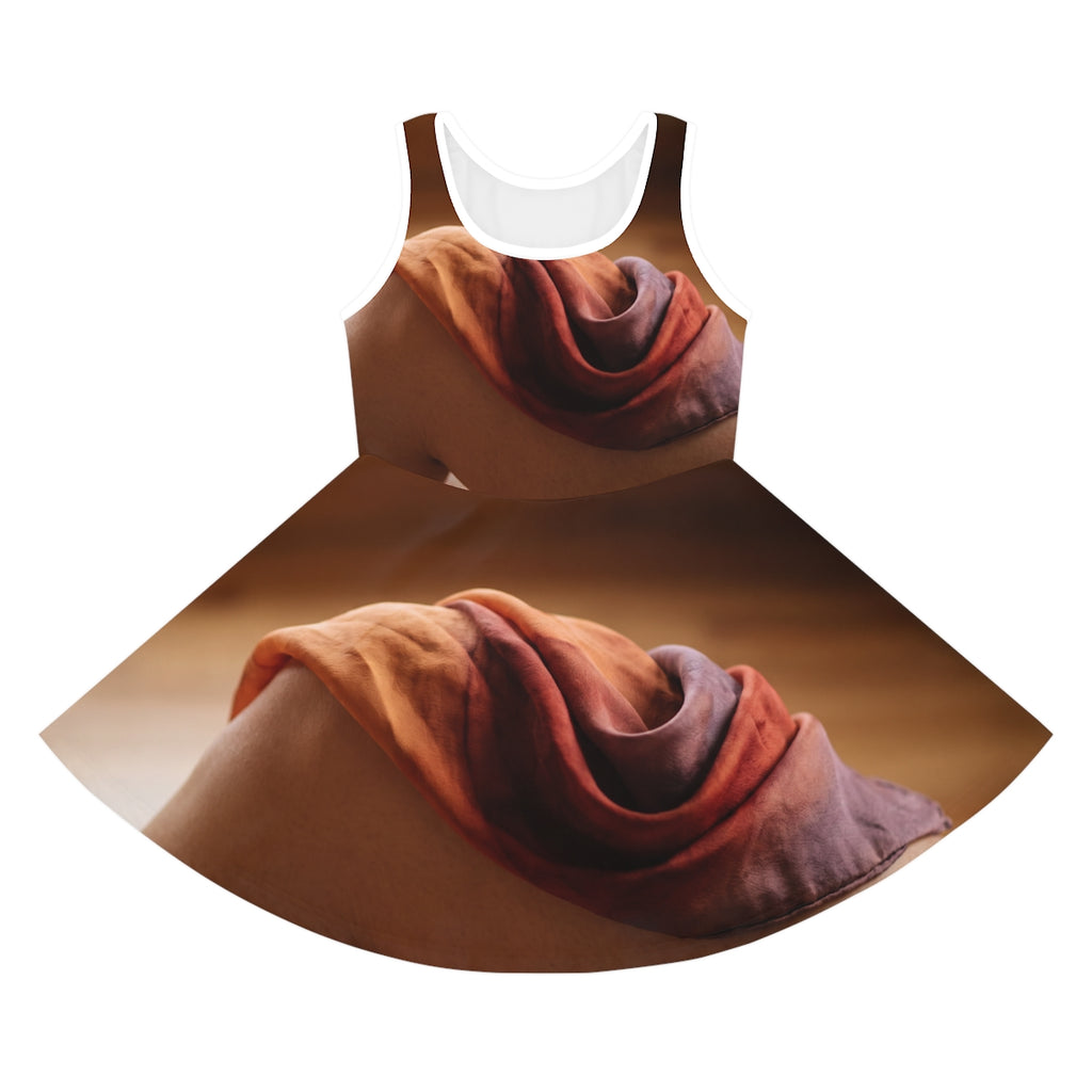 Girls' Sleeveless Sundress with Sunset Silk Art