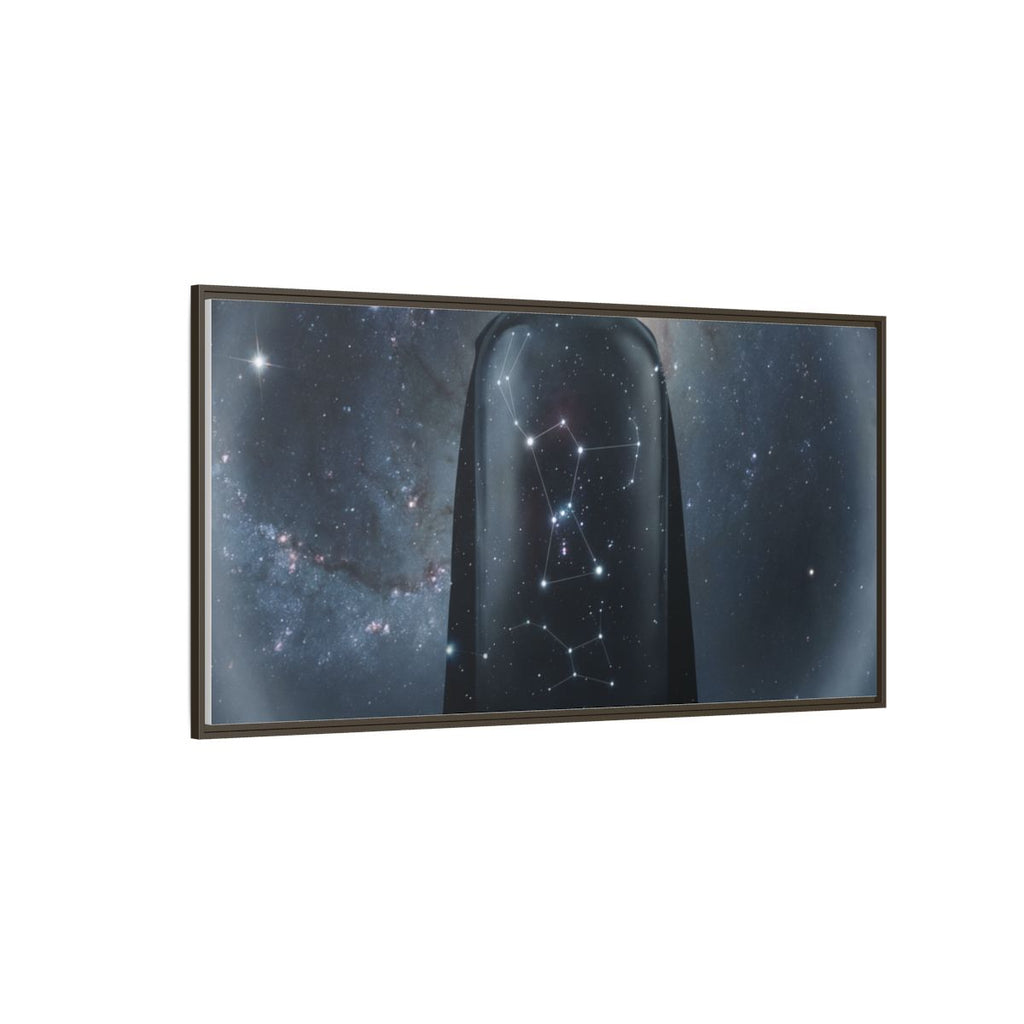 Framed Matte Canvas - Cosmic Sentinel — Espresso / 1.25" (10×8, 12×9, 14×11, 16×12, 20×10, 18×12, 20×16, 24×16, 24×18, 36×12, 24×20, 32×16, 30×20, 30×24, 32×24, 48×16, 36×24, 48×24, 40×30, 60×20, 48×32, 60×30 & 60×40)