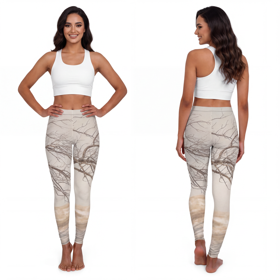 Women's Casual Spandex Leggings - Winter Branch Solitude Landscape