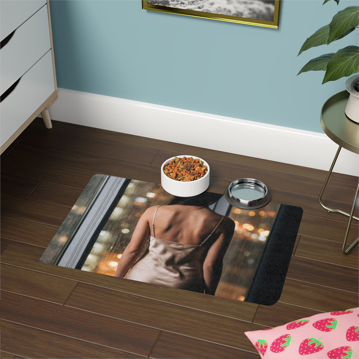 Pet Food Mat (12x18) - Shimmering City Grid | Echovira...