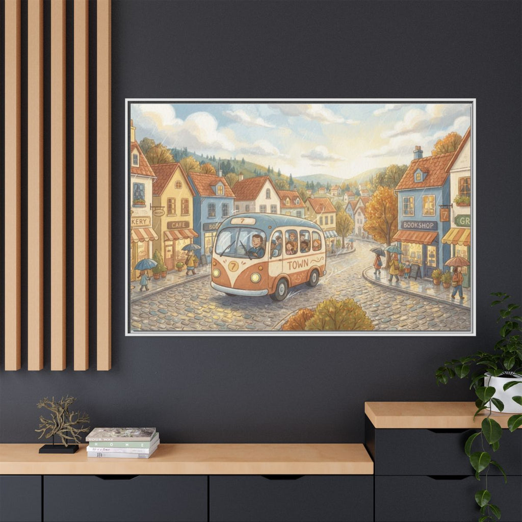 Matte Canvas Framed - Cozy Town Bus — White / 1.25" (10×8......