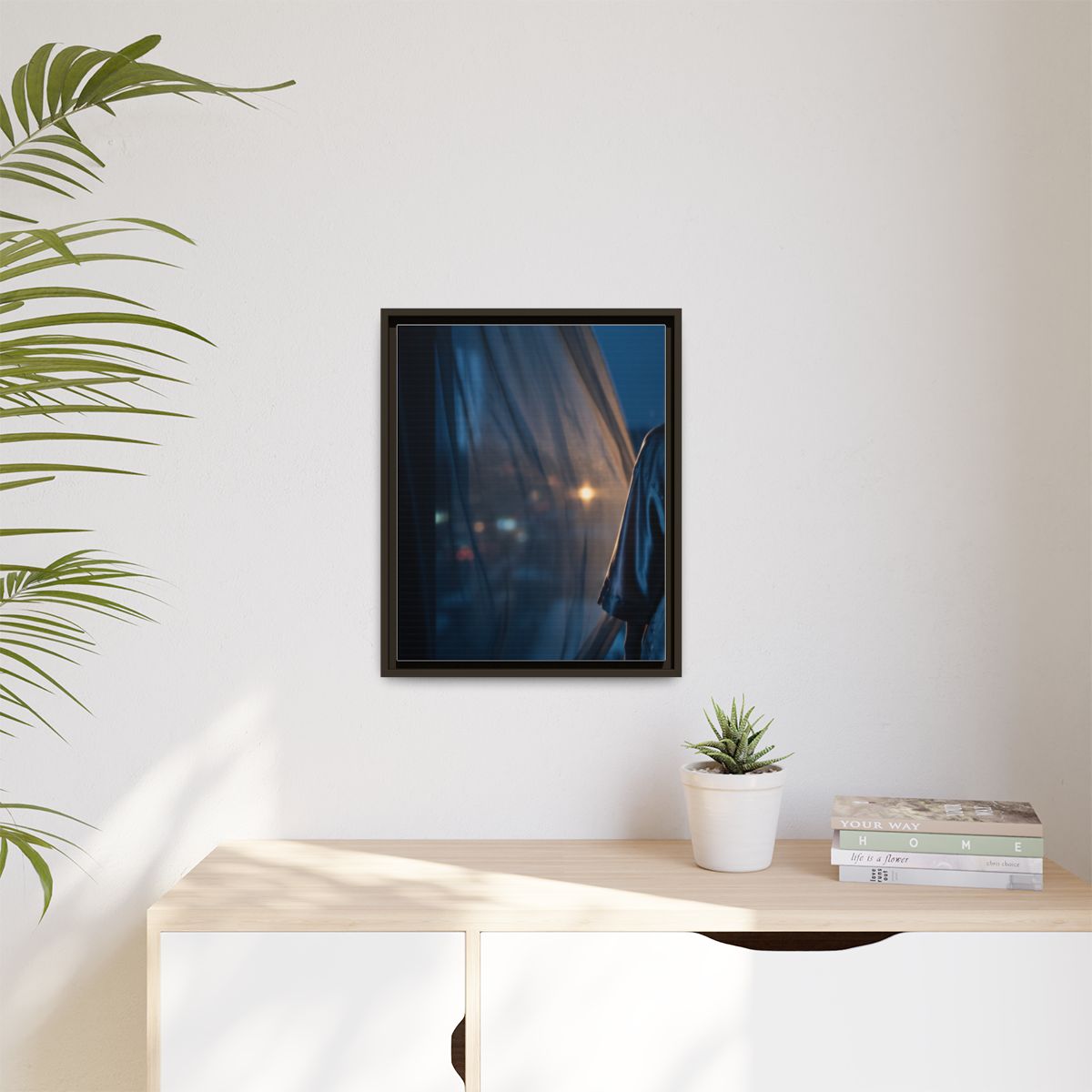 Matte Canvas, Framed - Nocturnal Solitude Silhouette —... |...