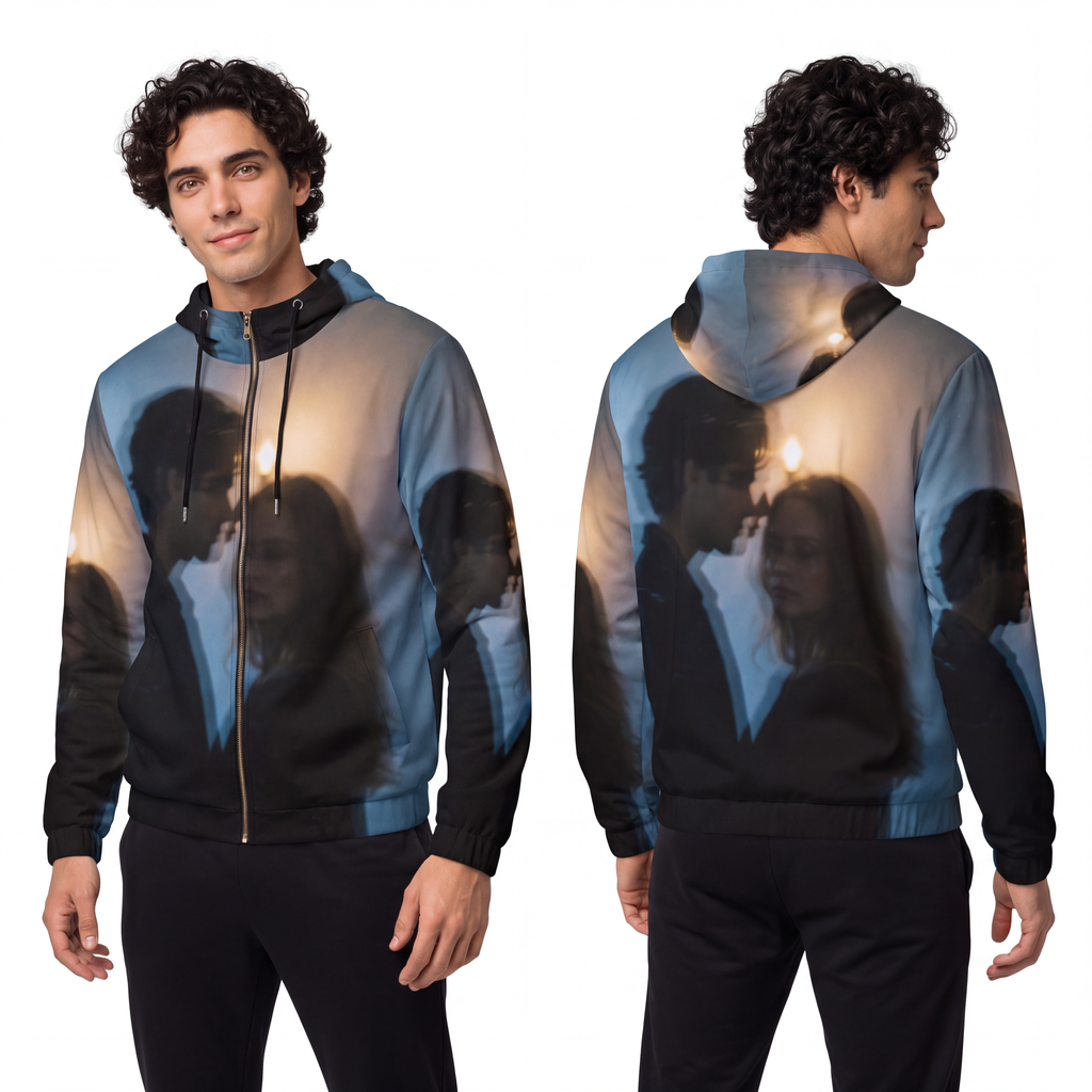 Midnight Shadow Men's Full-Zip - Cozy Casual Hoodie |...