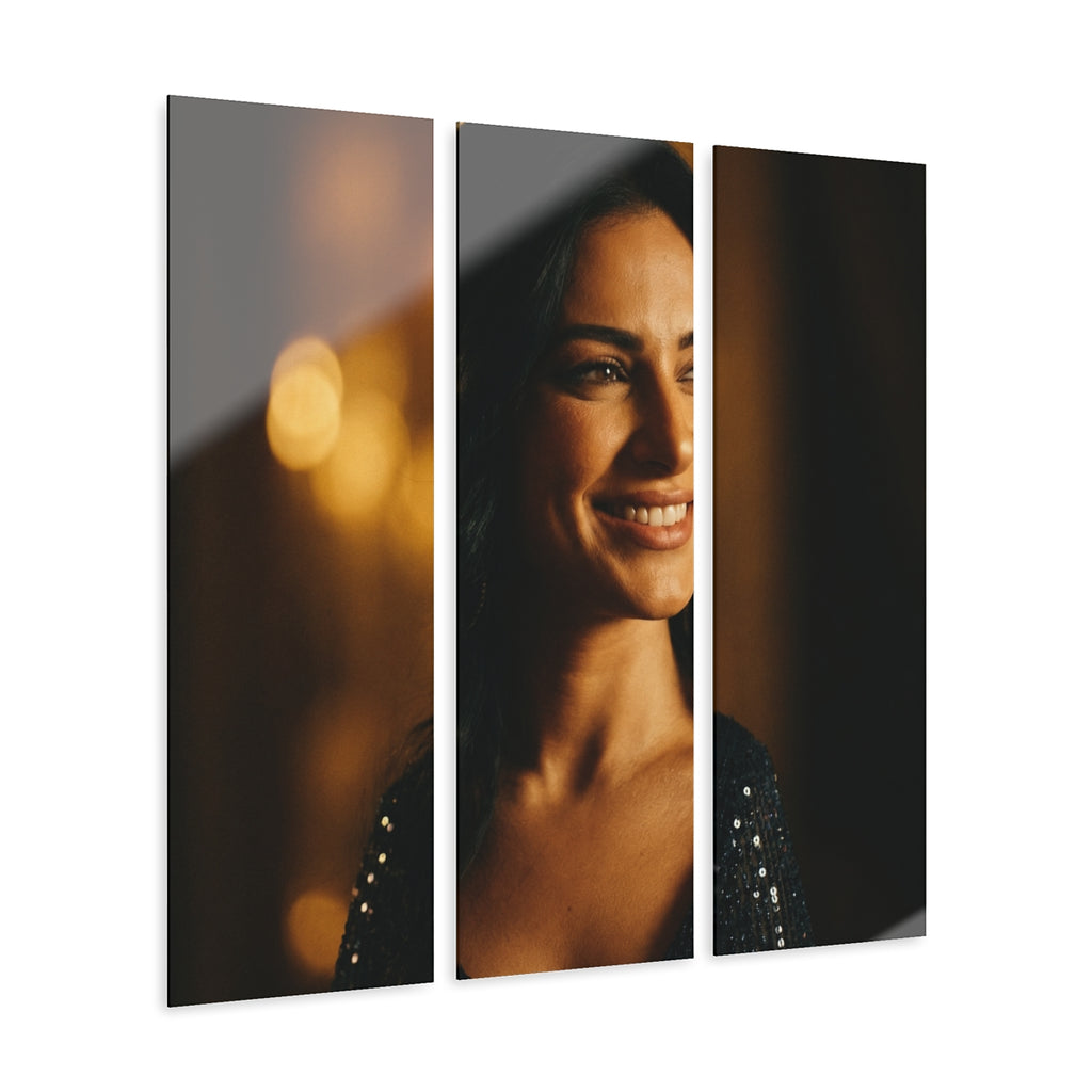 Triptych Acrylic Print - Golden Glamour — Portrait