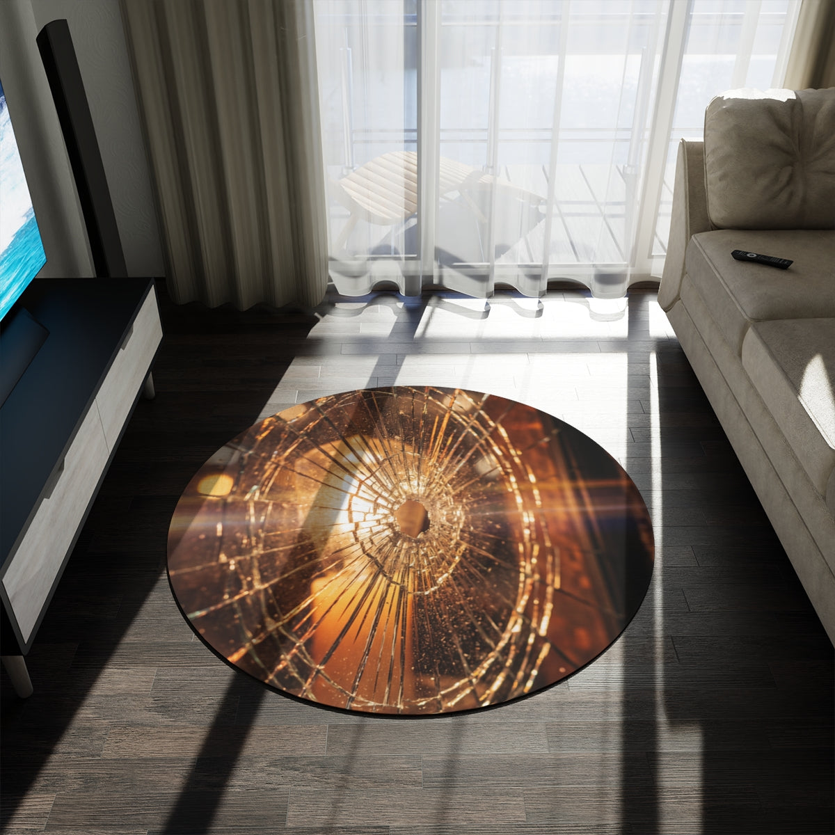 Round Rug - Cinematic Amber Glow