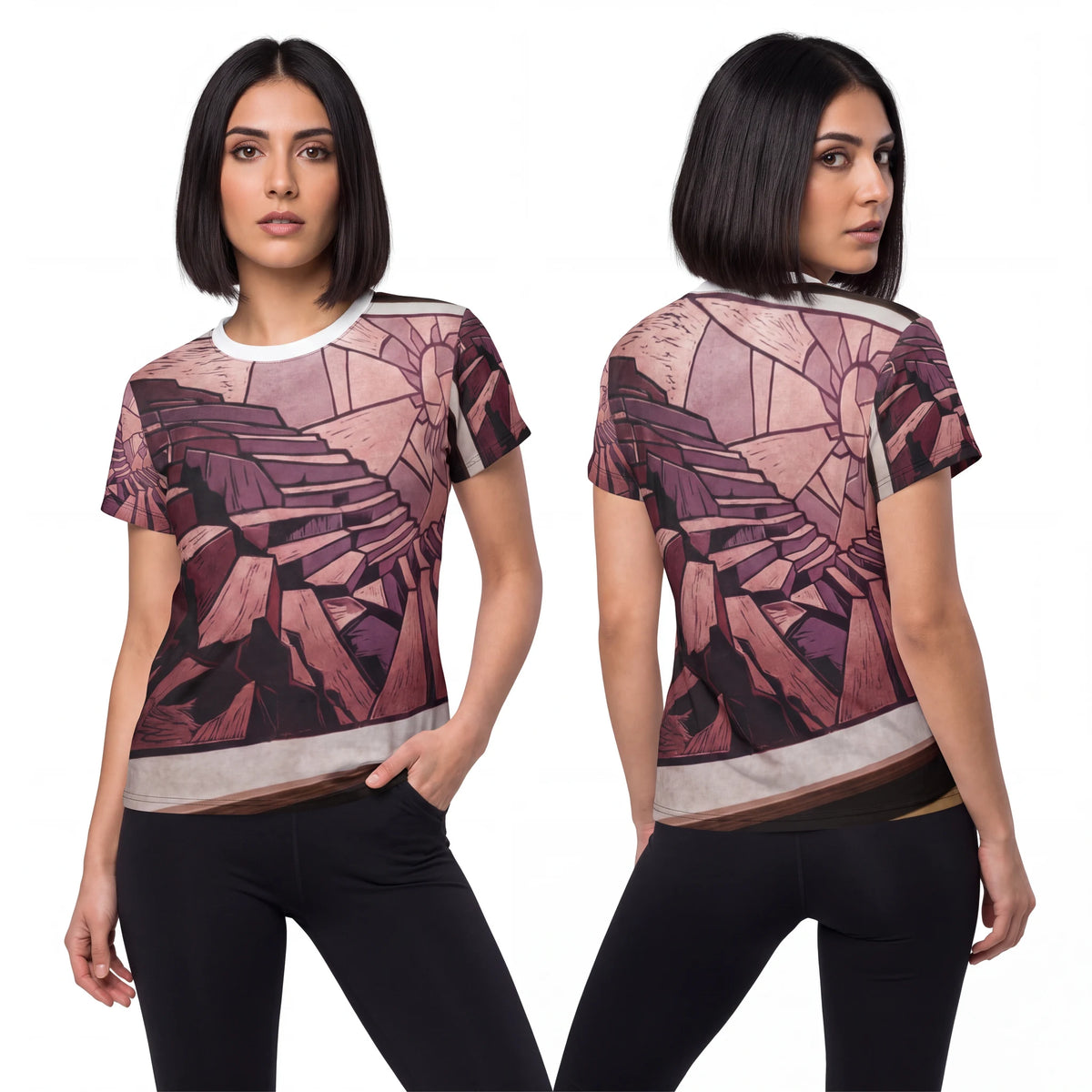 Women's Cut & Sew Tee - Canyon Sunrise | Echovira Gallery